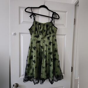 Elegant Green and Black Mini Dress